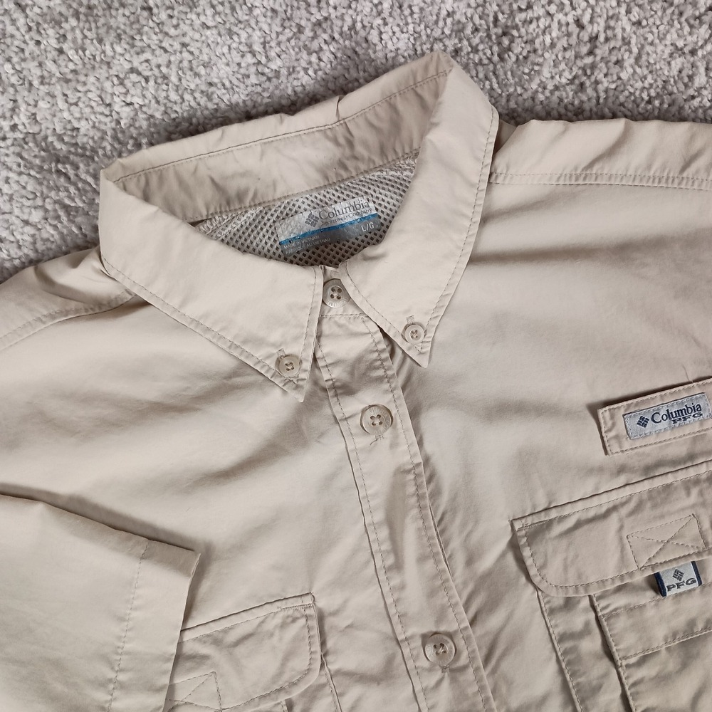Columbia PFG Large Beige Omni-Shade Womens Fishing Shirt
